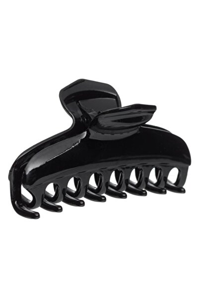 SHOPIENS Clemă de păr pentru femei, neagră, 8 cm, plastic lucios - MYONNA IT & E-COMMERCE