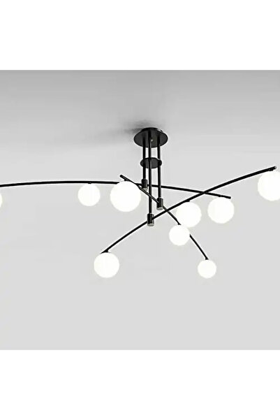 LED CONCEPT LED chandelier with lampshades, black, asymmetrical, 130x110x00cm, 9xG9