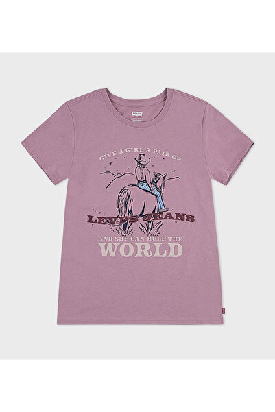 Levi's تي شيرت LVG SS جرافيكي للبنات من 7 إلى 16 عامًا