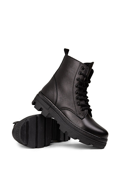 Deery Γυναικείες μπότες από γνήσιο δέρμα σε μαύρο χρώμα