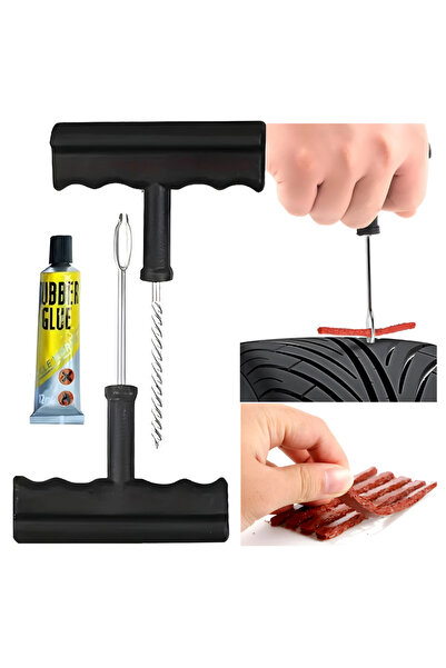 zola Kit vulcanizare auto la rece, Zola, depanare cu snur, 25 snururi, adeziv cauciuc, reparare anvelope