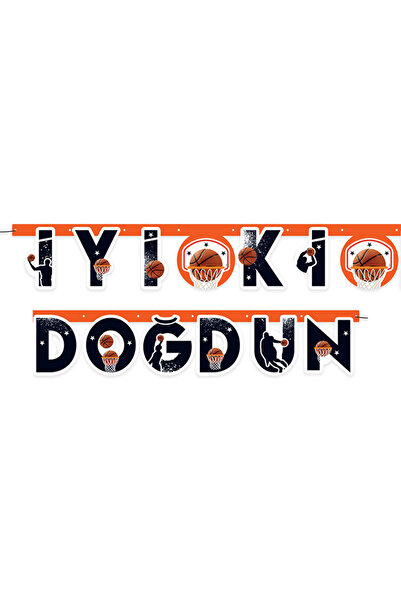 era balon Basketbol İyi Ki Doğdun Yazısı Banner Parti Süsü – Doğum Günü Afişi