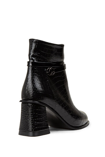 Deery Γυναικείες μπότες με φερμουάρ με μαύρο κροκόδειλο σχέδιο