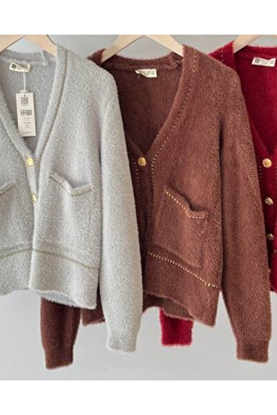 STYLENEST Women's Soft Textured Buttoned Cardigan with Pockets