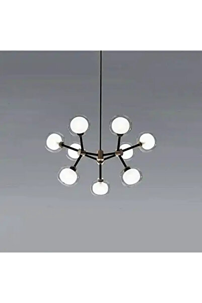 LED CONCEPT LED chandelier with lampshades, black, round, 60x60x100cm, 9xG9