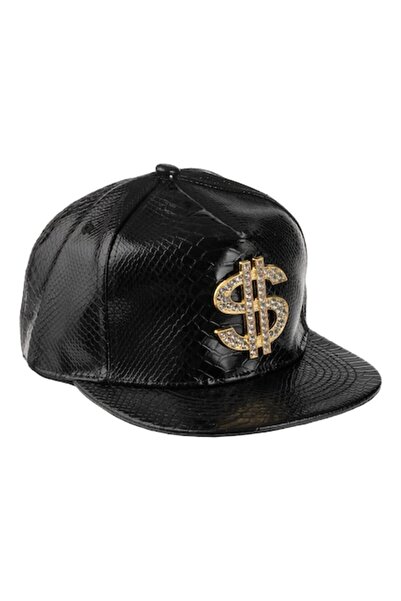 SHOPIENS Șapcă deghizată pentru adulți, design dolar, negru și auriu, reglabilă