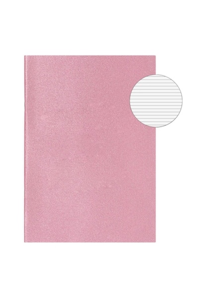 SHOPIENS A6 Notebook, Soft Cover, Pink-Gold Glitter, 60 Sheets, Staple Binding