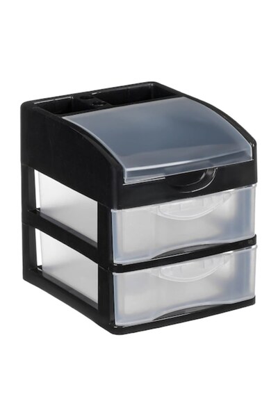 SHOPIENS Οργανωτής γραφείου, διαφανές μοντέλο, 2 συρτάρια, διαμέρισμα με καπά...