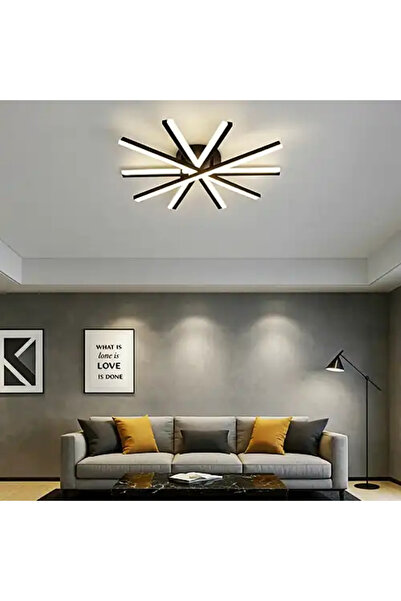 LED CONCEPT LED chandelier with three types of light and remote control, black, asymmetrical, 95W, dimmable, 80x68x14cm