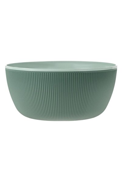 SHOPIENS Plastic Bowl, Striped Pattern, Mint Green, 4L - MYONNA