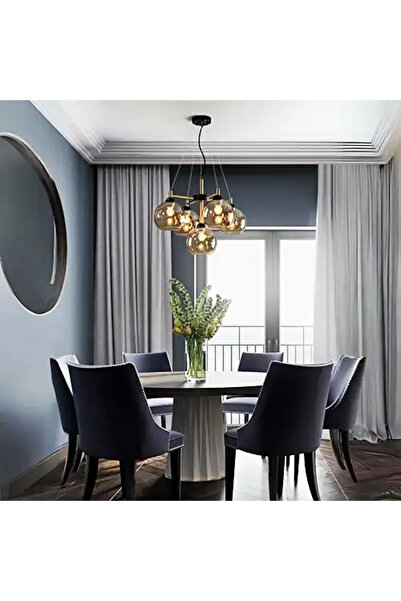 LED CONCEPT LED chandelier with lampshades, black, round, 57x45x120cm, 5xE27