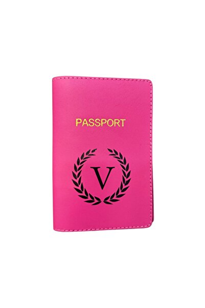 Seyahataksesuar Letter Design Leather Passport Cover V