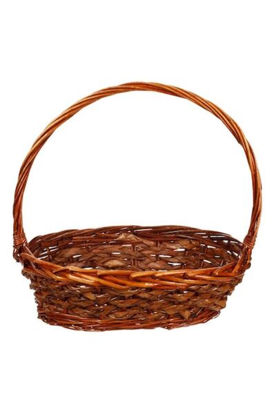 SHOPIENS Kitchen Basket, Woven Bamboo, High Handle 40cm, Reddish-Brown, 38x31...