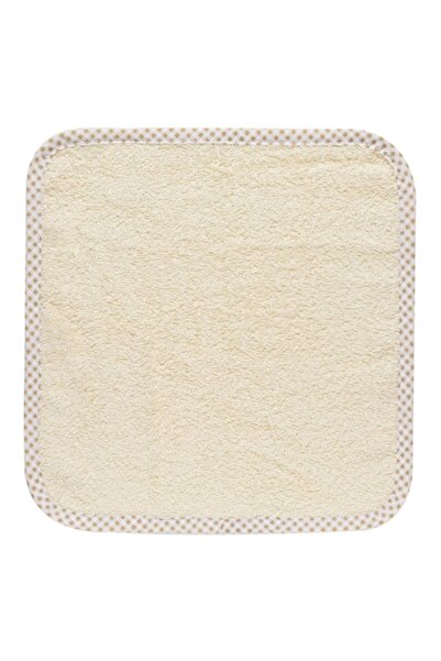 OEM Πετσέτα από βαμβάκι, καρό περίγραμμα, μπεζ, 30x30cm, για παιδιά