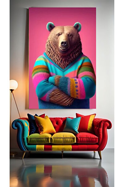 özkacar BEAR WITH SWEATER V1 Acasă Perete Salon Salon de înfrumusețare Birou ...