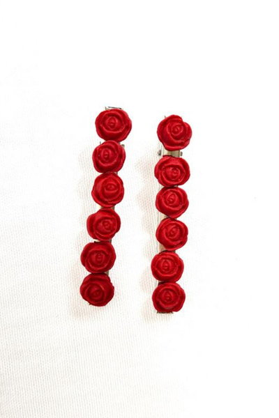 Uretti - Hülya 6683 9650 Handmade Tiny Rose Patterned Polymer Clay Set of 2 S...