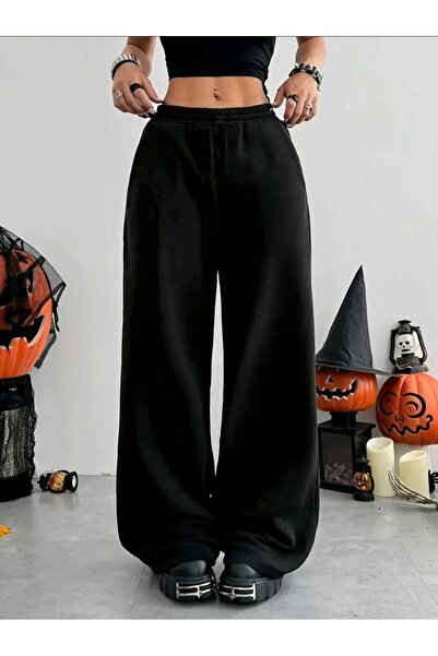 BERYY MODA Μαύρο γυναικείο φαρδύ αθλητικό ρούχο μεγάλου μεγέθους, υψηλής ποιό...