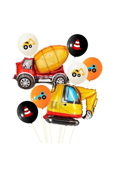 OEM Set baloane petrecere, model betonieră și excavator, multicolor, 8 piese