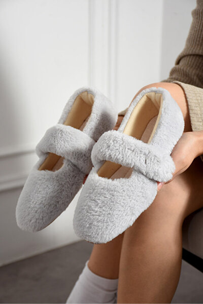 Deniz Terlik Women's Home Slippers Soft Plush Non-Slip Lightweight Sole Slippers