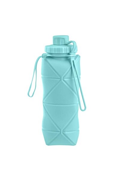 OEM Foldable Water Bottle, Blue, 600ml, Silicone, with Handle