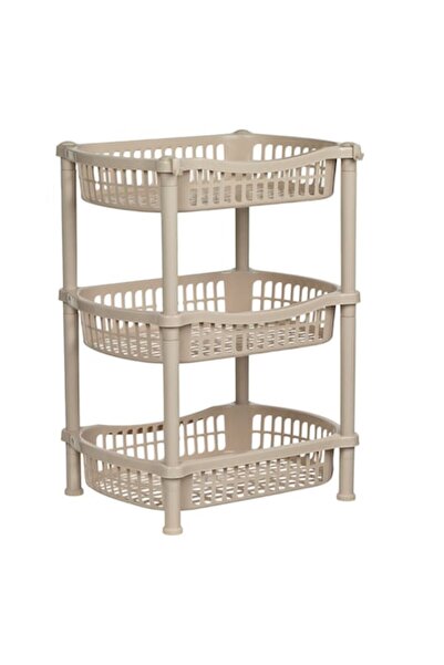 OEM Raft de bucătărie, 3 niveluri, plastic, dimensiuni 41x31x54cm, bej