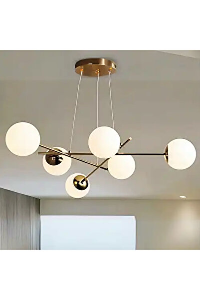 LED CONCEPT LED chandelier with lampshades, gold, asymmetrical, 80x80x100cm, 6xE27
