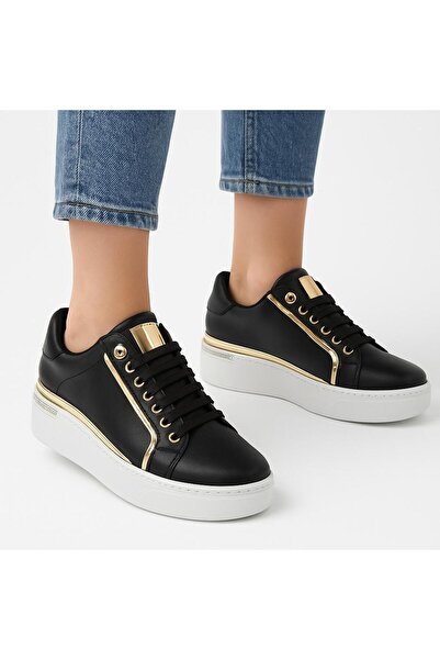 ayhnshoes Kadın Spor Ayakkabı Gold Detaylı Kalın Taban Sneaker