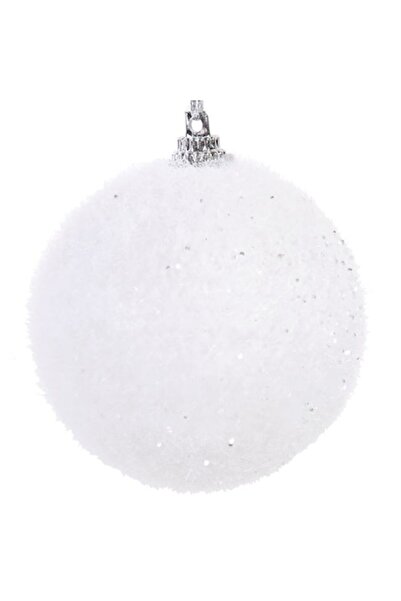 OEM Set de 6 globuri de Crăciun albe cu sclipici, 7 cm