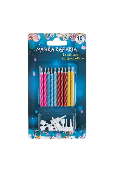 SHOPIENS Μαγικά Κεριά για Πάρτι - Σετ 10 τεμαχίων, Πολύχρωμα