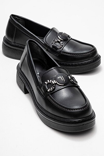 CCWAY AYAKKABI Accesorii pentru femei Pantofi cu cataramă din piele NEGRĂ