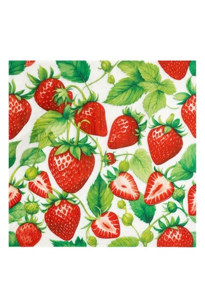 MYONNA IT & E- COMMERCE Table Napkins, Strawberry Pattern, 2-Ply, Set of 20, Size 33x33 cm,