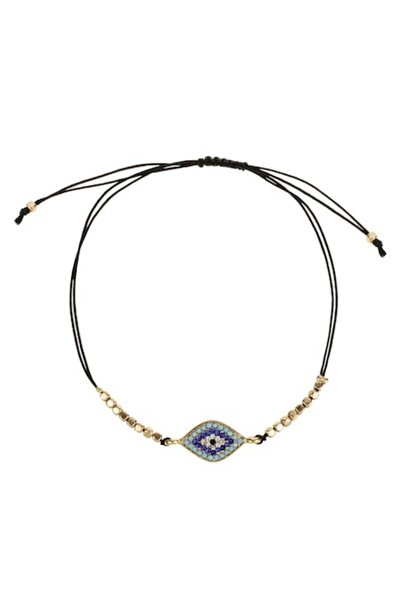 ANTBRO Brățară Bijuterii Limbajul Bijuteriilor, Ochi Oval, Strass Turcoaz și Albastru, Auriu, Mărgele Negre