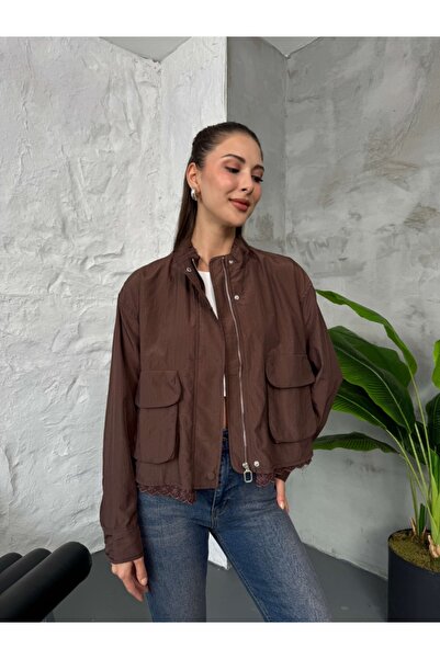 Elif Özbey Butik Brown Lace Hem Premium Jacket