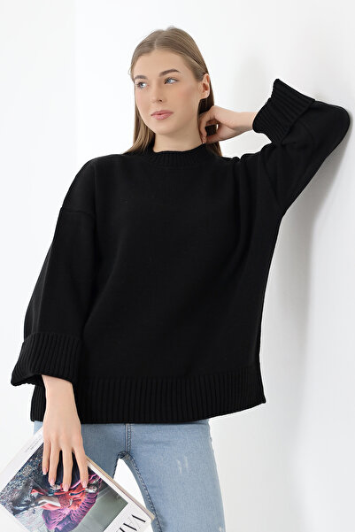 Marvine Women's Black Casual Model Knitwear Sweater