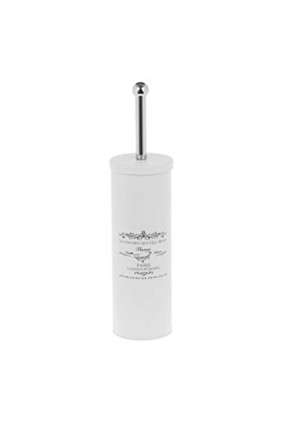 oemco Perie WC Metalica Alba cu Imprimeu Negru 39cm