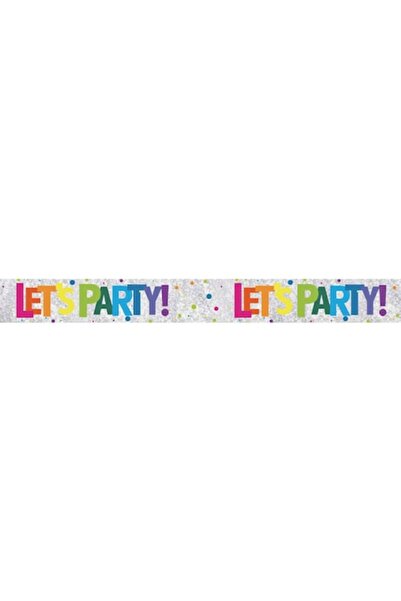 SHOPIENS Ολογραφικό Ασημένιο Banner Τοίχου "Let's Party" 270x19εκ.