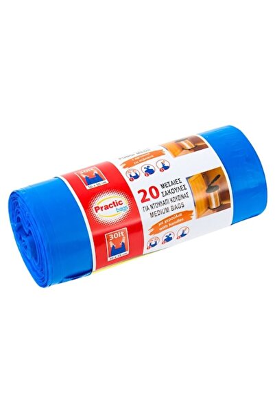 SHOPIENS Saci de gunoi practici, medii, albaștri, pachet de 20, capacitate 30...