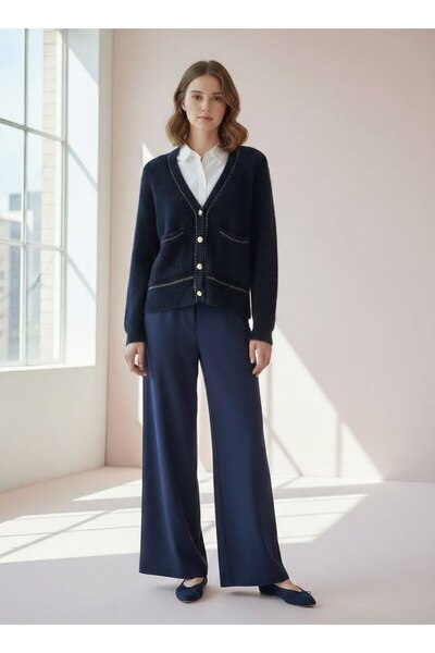 STYLENEST Women's Soft Textured Buttoned Cardigan with Pockets
