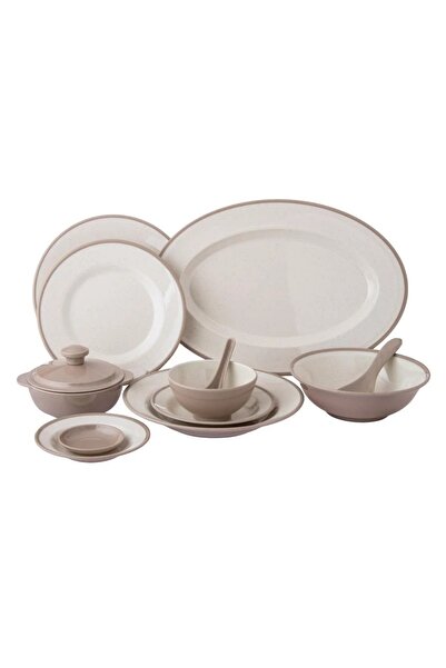 ORIAN Beige 57-piece melamine dinner set for 6 people