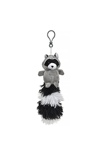 SHOPIENS Children's Plush Keychain - Raccoon with Multicolor Tail, 34 cm