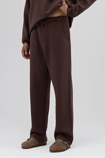 VAMOSCLO Basic Baggy Sweatpants Bottom Brown