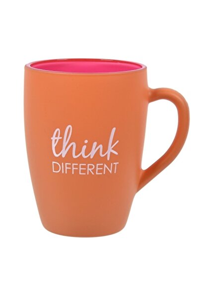 OEM Glass Oval Mug - Fuchsia Interior / Matte Peach Exterior, 335 ml, "Think Different"