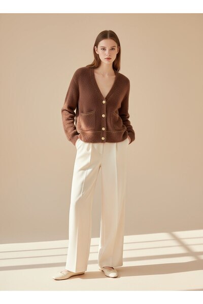 STYLENEST Women's Soft Textured Buttoned Cardigan with Pockets