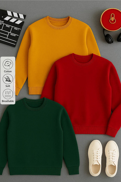 COMBİNE MİCHAİL Men's Crew Neck Loose 3-Piece Sweatshirt