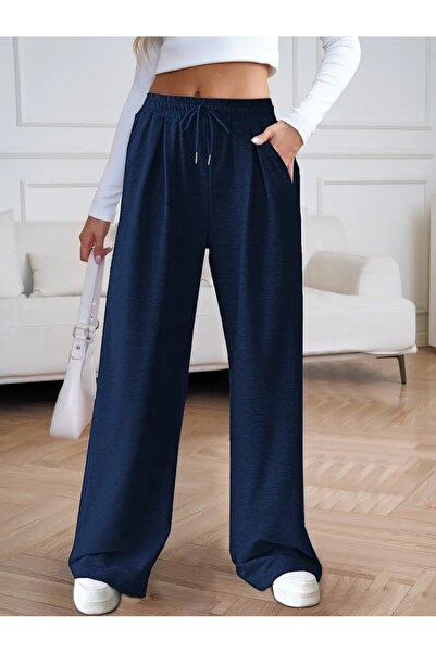 modlux Pantaloni de trening pentru femei, albastru marin, largi, de mărime ma...