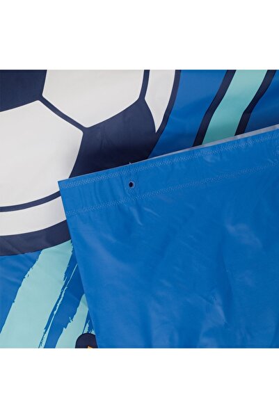 OEM Perdea de duș PEVA, fotbal, 180x180cm, albastră, inele incluse