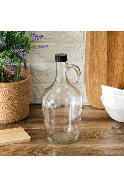 OEM Glass oil container with handles 1.5 L, black cap