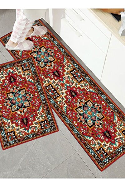 Arabest 2-Piece Geometric Pattern Kitchen Floor Mat Set
