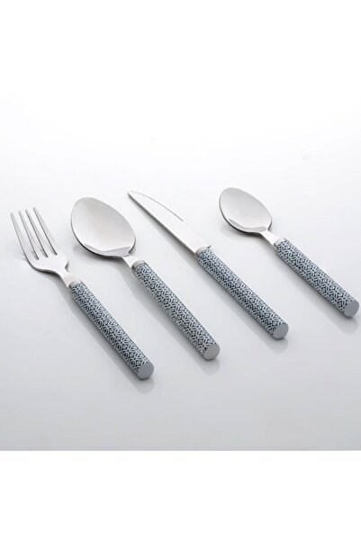 OEM Cutlery Set, 12 pcs, Stainless Steel, Grey Plastic Handle with White Patterns