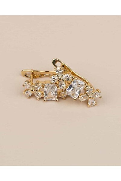 Portakal Esintisi أقراط فلورانزيا من الفولاذ المقاوم للصدأ مرصعة بالأحجار الك...